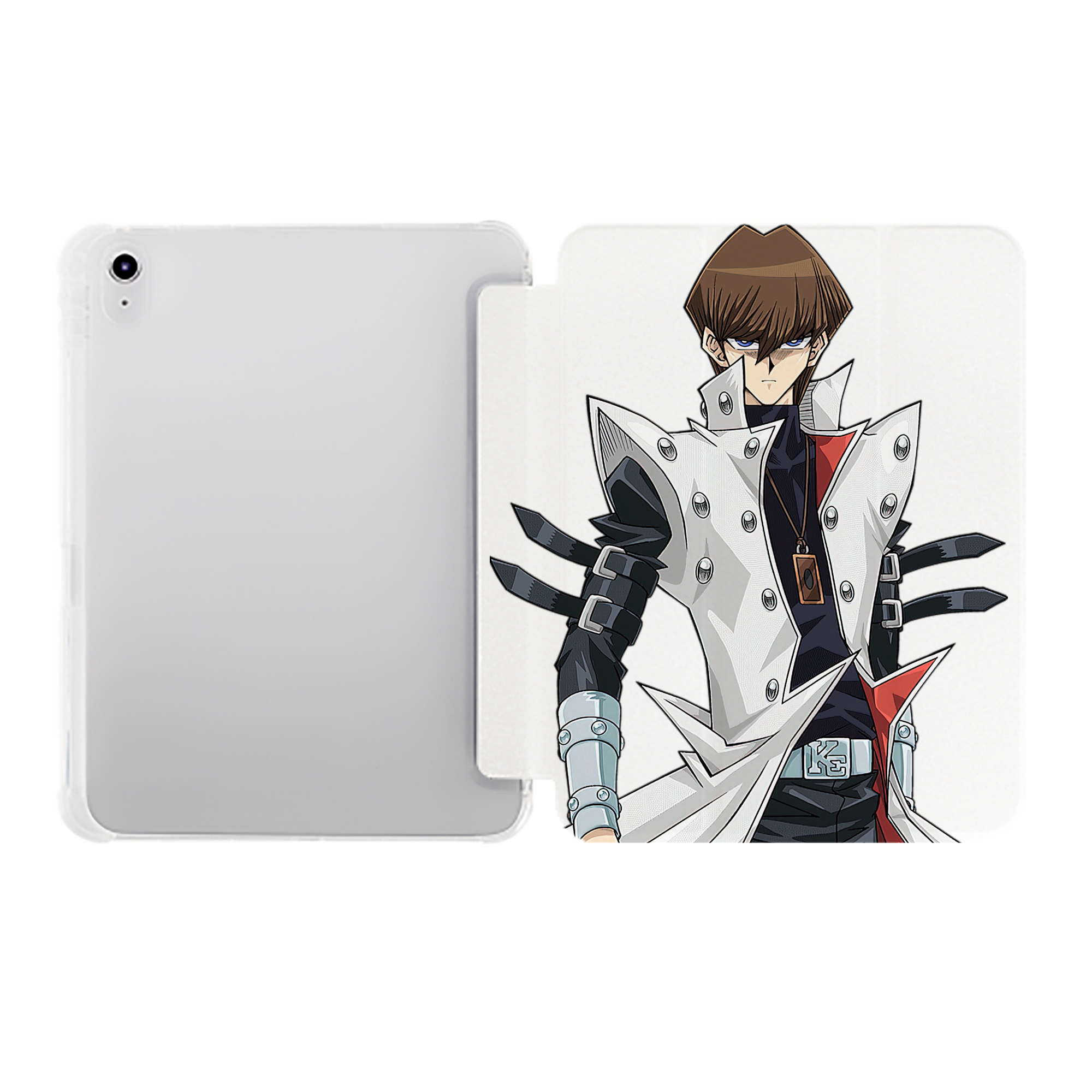 （画像用） 遊☆戯☆王 Yu-Gi-Oh! IPad ケース ペン収納付き 三つ折りスタンド PUレザー×シリコン 対応機種9.5/10.5/10.9インチ